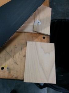 Cutting out the false bottom.